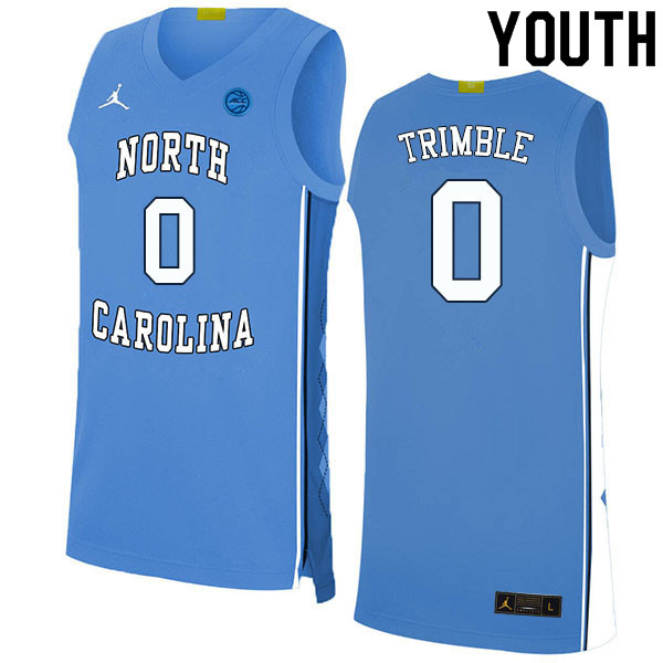 Youth #0 Seth Trimble North Carolina Tar Heels College Basketball Jerseys Sale-Carolina Blue